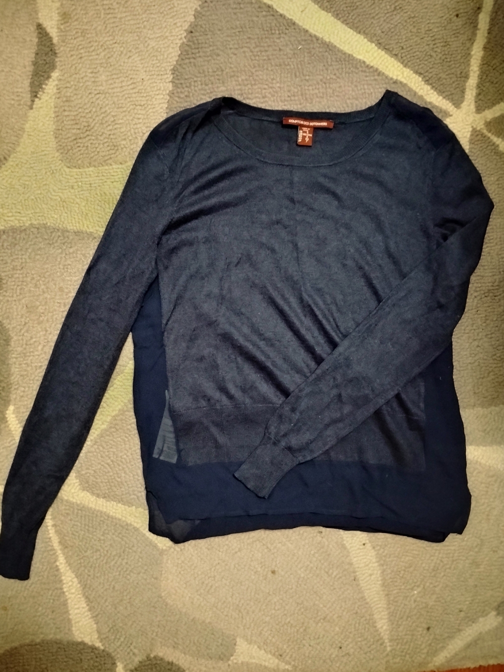Comptoir Des Cotonniers Dark Navy Silk-Cashmere Blend Top